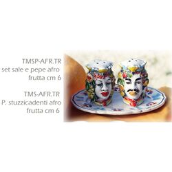 Set sale e pepe o porta stuzzicadenti testa moro afro frutta linea Trizza-Nonna Rosa-bombonieraperfetta-emmanueleregali