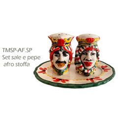 TMSP-AF.SP-Set sale e pepe testa moro afro con turbante linea carretto - Nonna Rosa