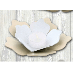 FIO-01  -  PORTA CANDELA FIORE DI LOTO AVANA-SERIE FIORE-NEGO'-EMMANUELEREGALI-BOMBONIERAPERFETTA